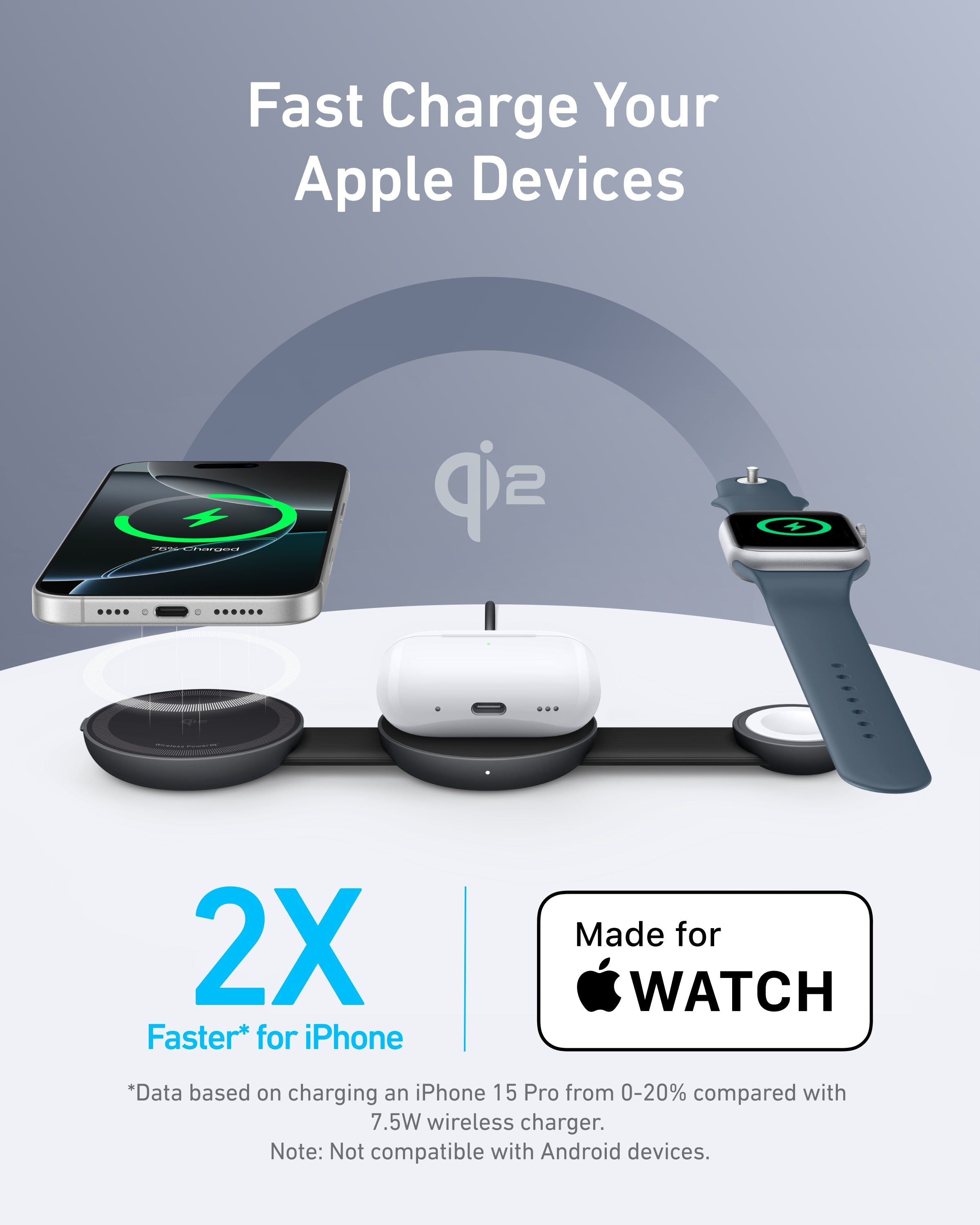 Anker MagGo Wireless Charging Station (3-in-1, Foldable Pad)